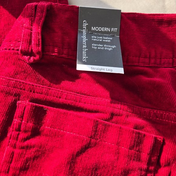 Christopher & Banks Red Corduroy Pants NWT Size 10 Short - Picture 9 of 10
